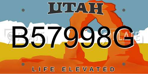 B57998G Utah License Plate