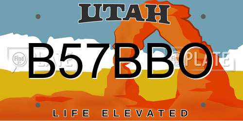 B57BBO Utah License Plate