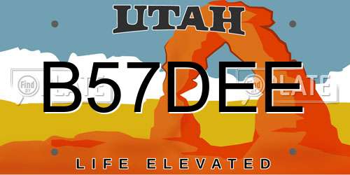 B57DEE Utah License Plate