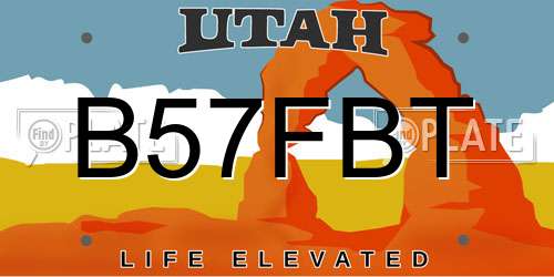 B57FBT Utah License Plate