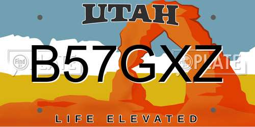 B57GXZ Utah License Plate