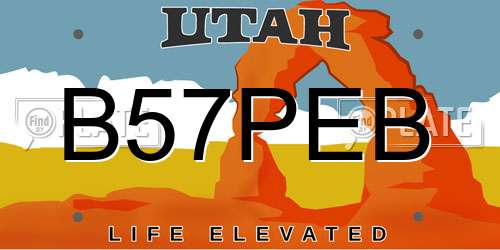 B57PEB Utah License Plate
