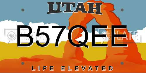 B57QEE Utah License Plate