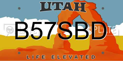 B57SBD Utah License Plate