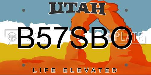 B57SBO Utah License Plate