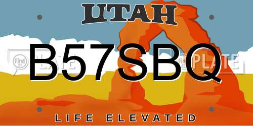 B57SBQ Utah License Plate