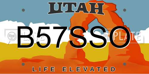 B57SSO Utah License Plate