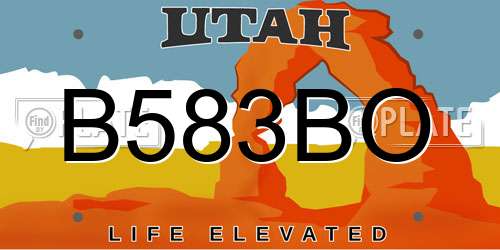 B583BO Utah License Plate