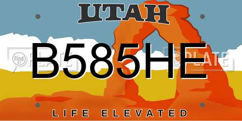 B585HE Utah License Plate