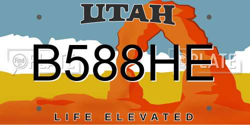 B588HE Utah License Plate