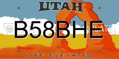 B58BHE Utah License Plate