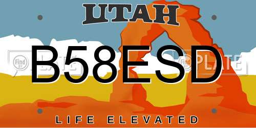 B58ESD Utah License Plate