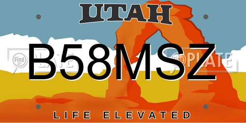 B58MSZ Utah License Plate