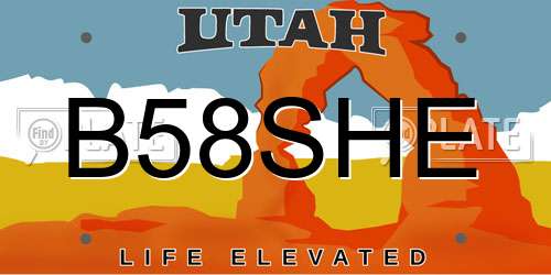 B58SHE Utah License Plate