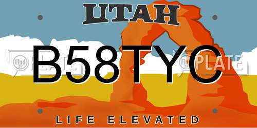 B58TYC Utah License Plate