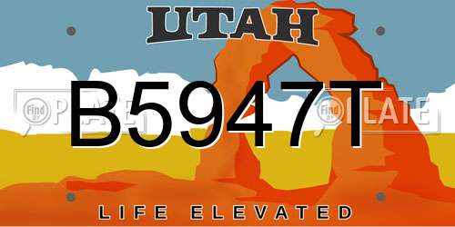 B5947T Utah License Plate