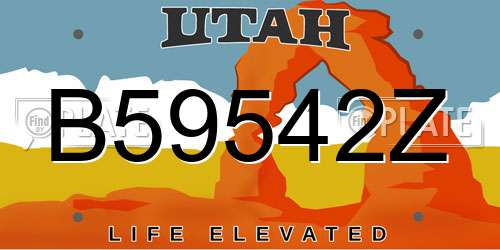 B59542Z Utah License Plate