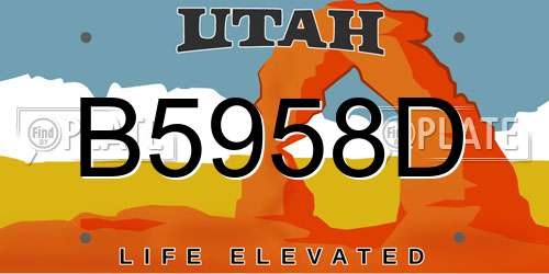 B5958D Utah License Plate