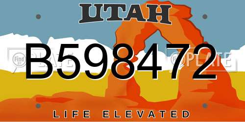 B598472 Utah License Plate