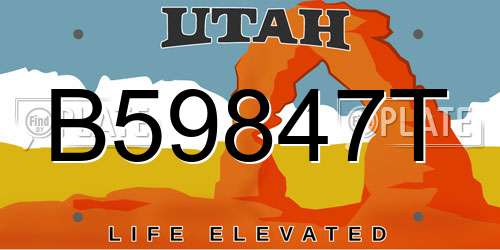 B59847T Utah License Plate