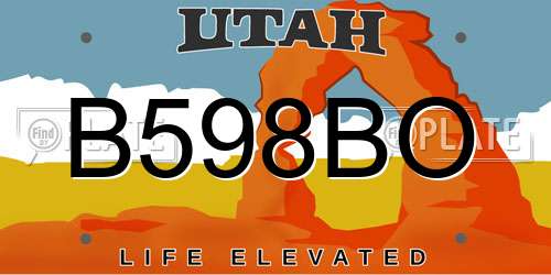 B598BO Utah License Plate