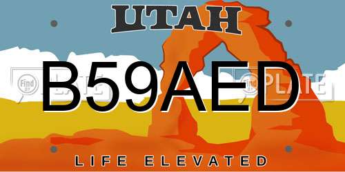 B59AED Utah License Plate