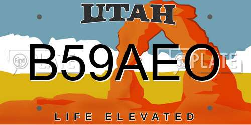 B59AEO Utah License Plate