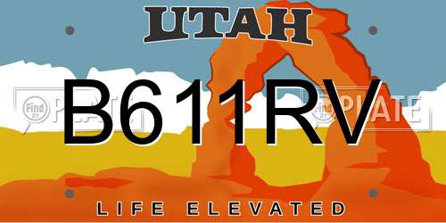B611RV Utah License Plate
