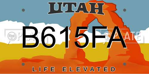 B615FA Utah License Plate