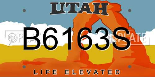 B6163S Utah License Plate