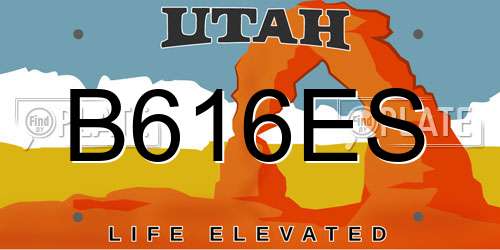B616ES Utah License Plate