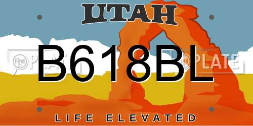 B618BL Utah License Plate