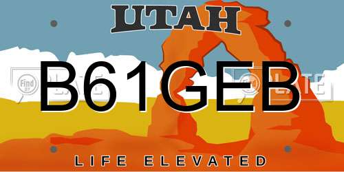 B61GEB Utah License Plate