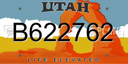 B622762 Utah License Plate