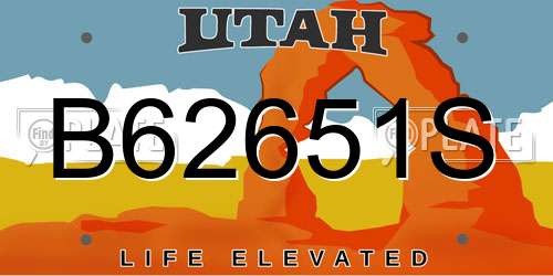 B62651S Utah License Plate