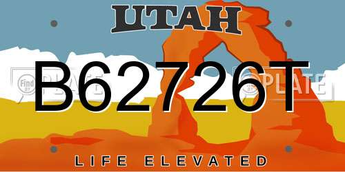 B62726T Utah License Plate
