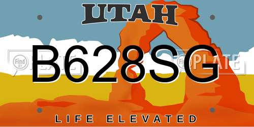 B628SG Utah License Plate
