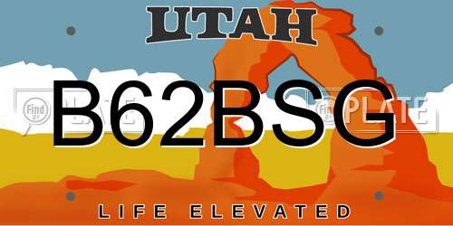 B62BSG Utah License Plate