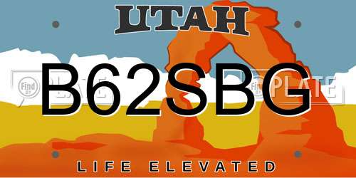 B62SBG Utah License Plate