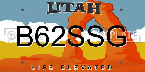B62SSG Utah License Plate
