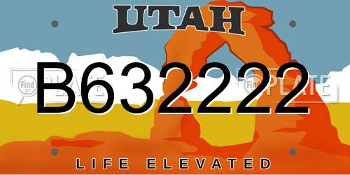 B632222 Utah License Plate