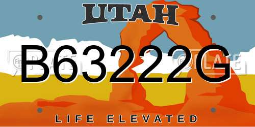 B63222G Utah License Plate