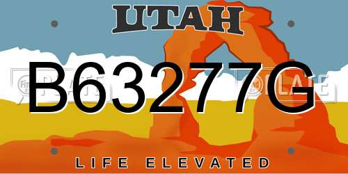 B63277G Utah License Plate