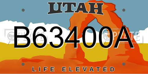 B63400A Utah License Plate