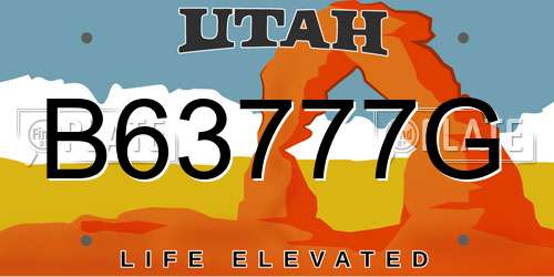B63777G Utah License Plate