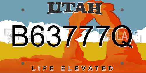 B63777Q Utah License Plate