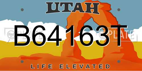 B64163T Utah License Plate