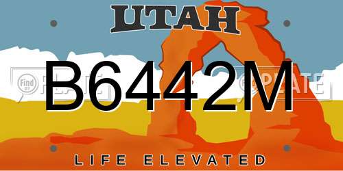 B6442M Utah License Plate
