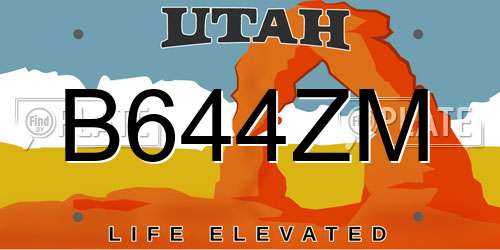 B644ZM Utah License Plate