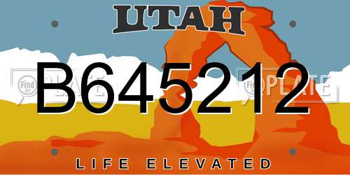 B645212 Utah License Plate